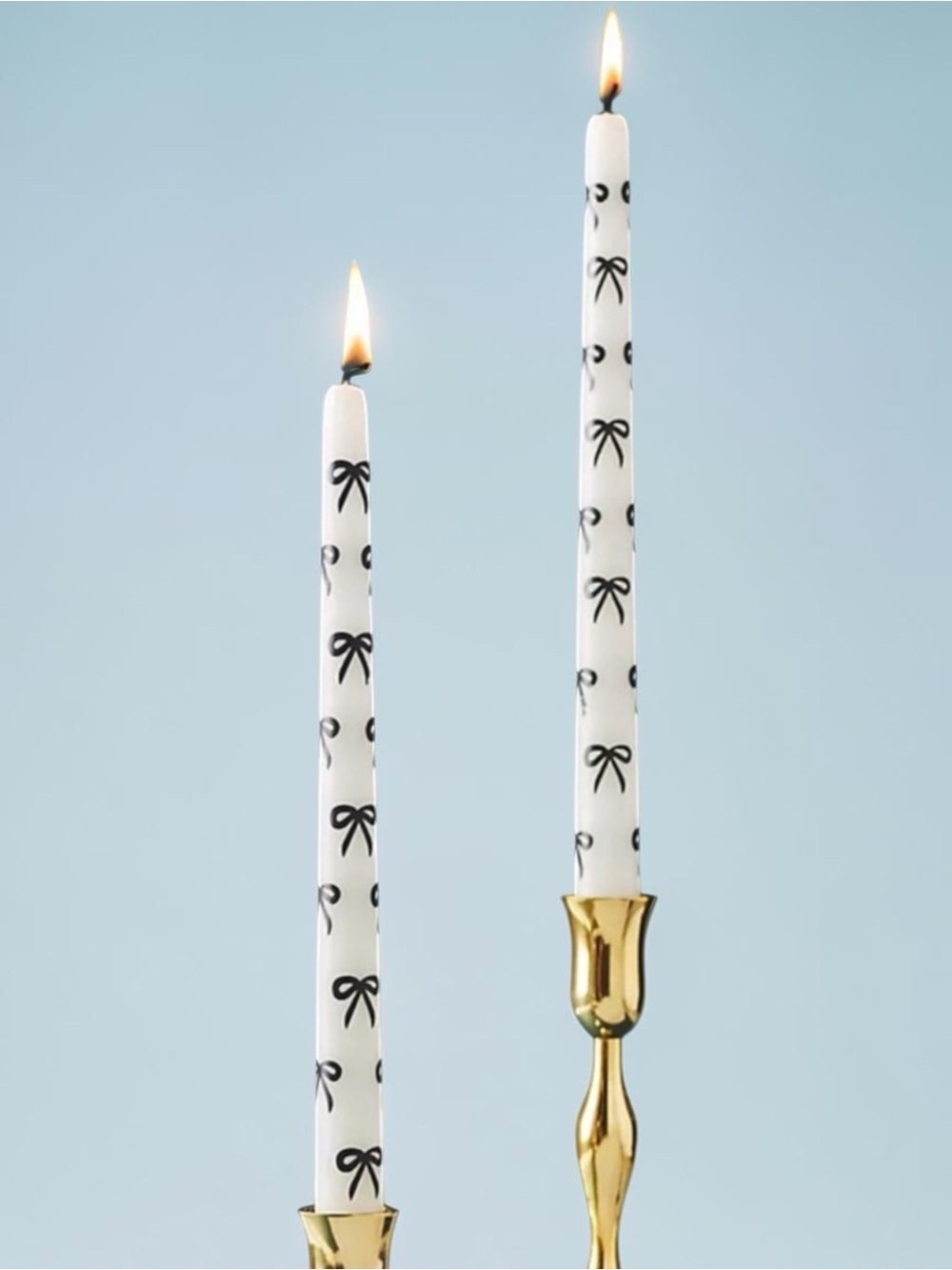 Anthropologie Bow Taper Candles in Black/White | NWT
